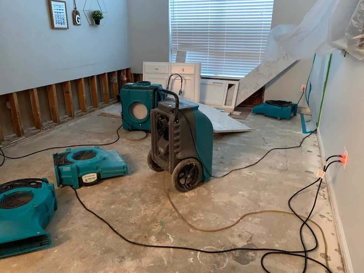Dehumidifier in flood-cut room for Water Damage Restoration in Cincinnati